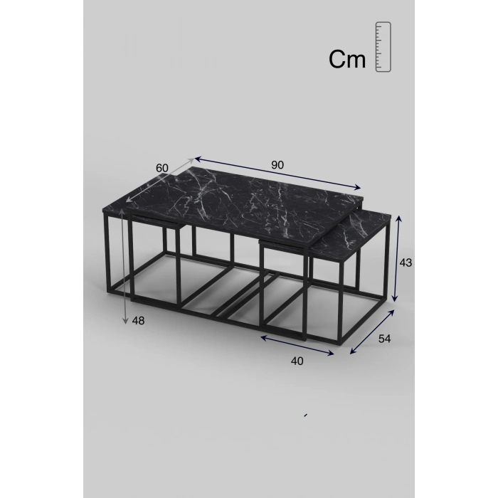 USLUCAN ALIŞVERİŞ Orta Sehpa Ve Zigon Yan Sehpa Flora Set Bendir