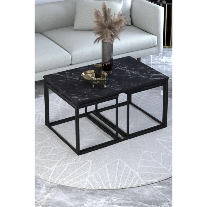 USLUCAN ALIŞVERİŞ Orta Sehpa Ve Zigon Yan Sehpa Flora Set Bendir