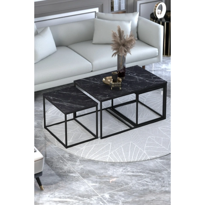 USLUCAN ALIŞVERİŞ Orta Sehpa Ve Zigon Yan Sehpa Flora Set Bendir