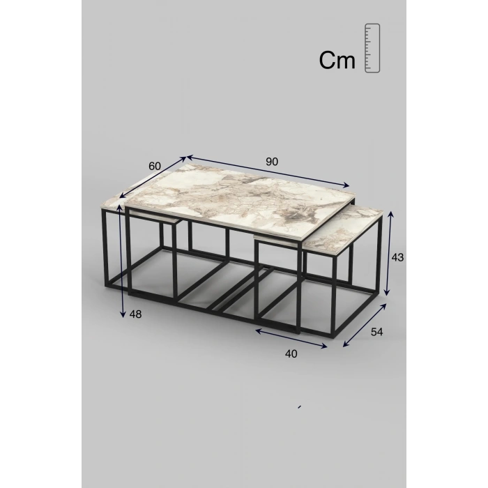 USLUCAN ALIŞVERİŞ Orta Sehpa Ve Zigon Yan Sehpa Flora Set Efes