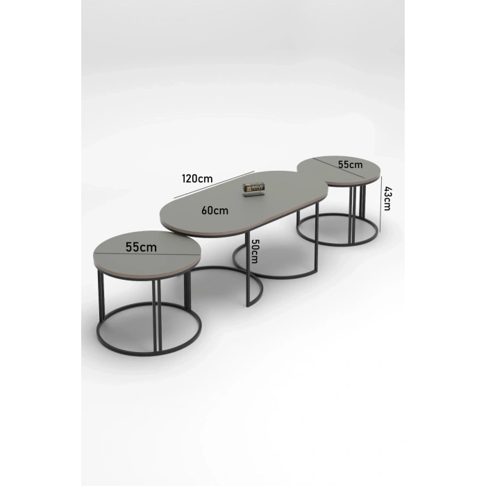 USLUCAN ALIŞVERİŞ ORTA SEHPA ZİGON SEHPA YAN SEHPA 3 LÜ SET  DOLUNAY BENDİR