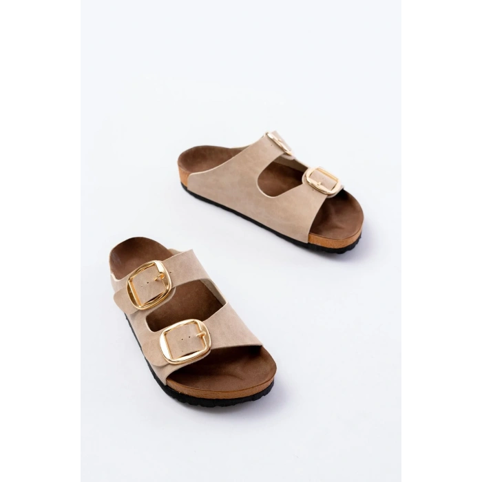 USLUCAN ALIŞVERİŞ P-101 Bej Günlük  Kadın Terlik