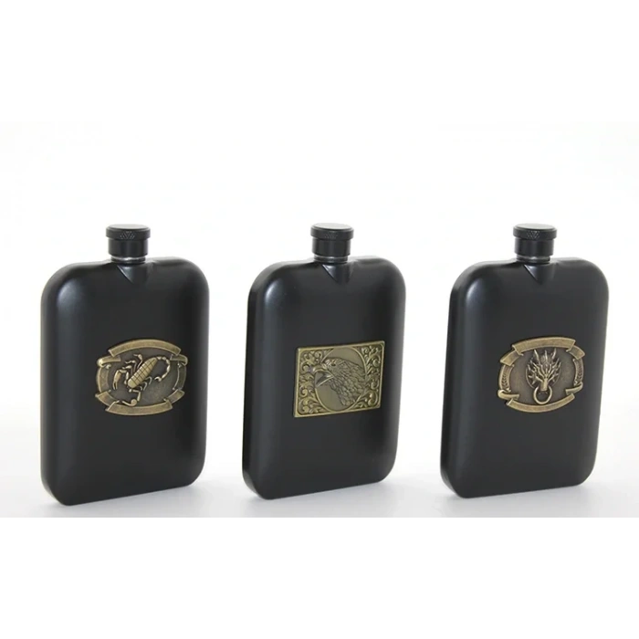 USLUCAN ALIŞVERİŞ Paslanmaz Çelik Kabartmalı Tekli 6 Oz Matara