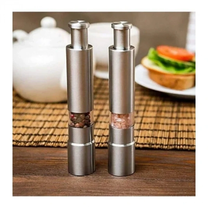 USLUCAN ALIŞVERİŞ Paslanmaz Çelik Otomatik Basmalı Baharat Öğütücü