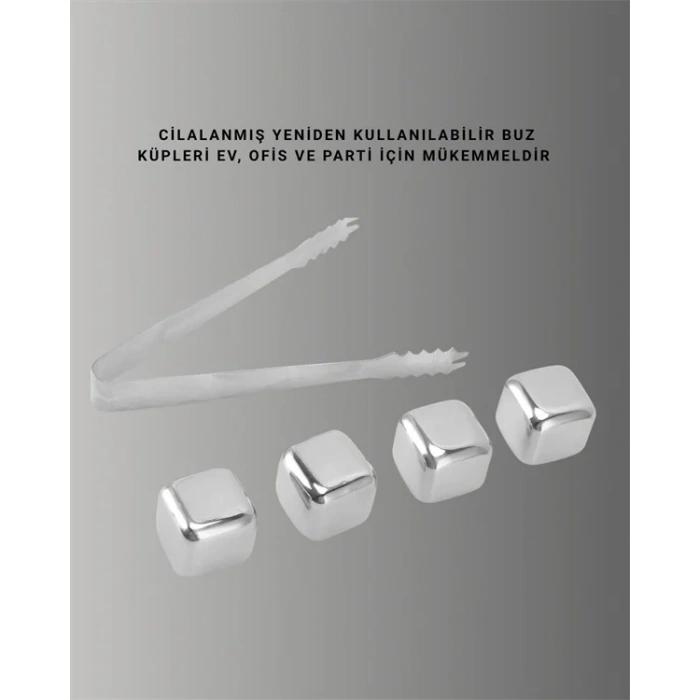 USLUCAN ALIŞVERİŞ Paslanmaz Çelikten Üretilmiş Metal Buz Küpü Seti ve Buz Klipsi
