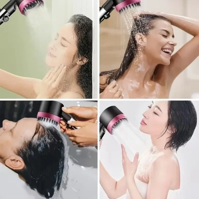USLUCAN ALIŞVERİŞ Pembe 3 Modlu Filtreli Duş Başlığı