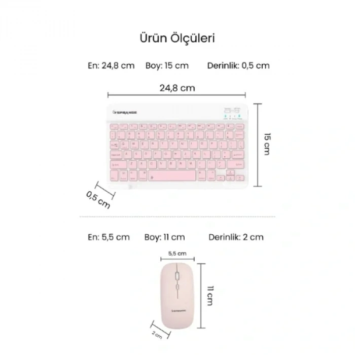 USLUCAN ALIŞVERİŞ Pembe Kablosuz Klavye Ve Mouse Seti