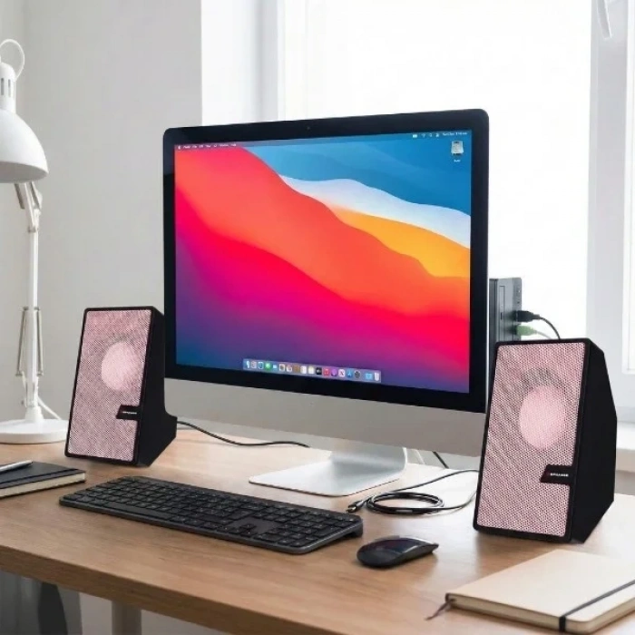 USLUCAN ALIŞVERİŞ Pembe USB 2.0 + 3.5mm USB Hoparlör