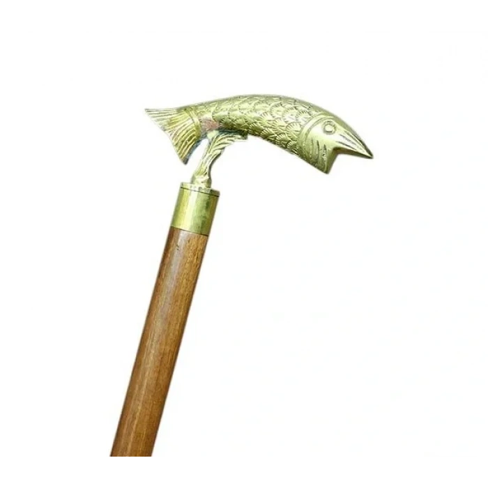 USLUCAN ALIŞVERİŞ Pirinç Balık Tasarımı Baston