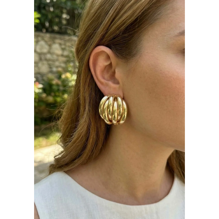 USLUCAN ALIŞVERİŞ Pirinç Gold Renk Vintage Kadın Küpe