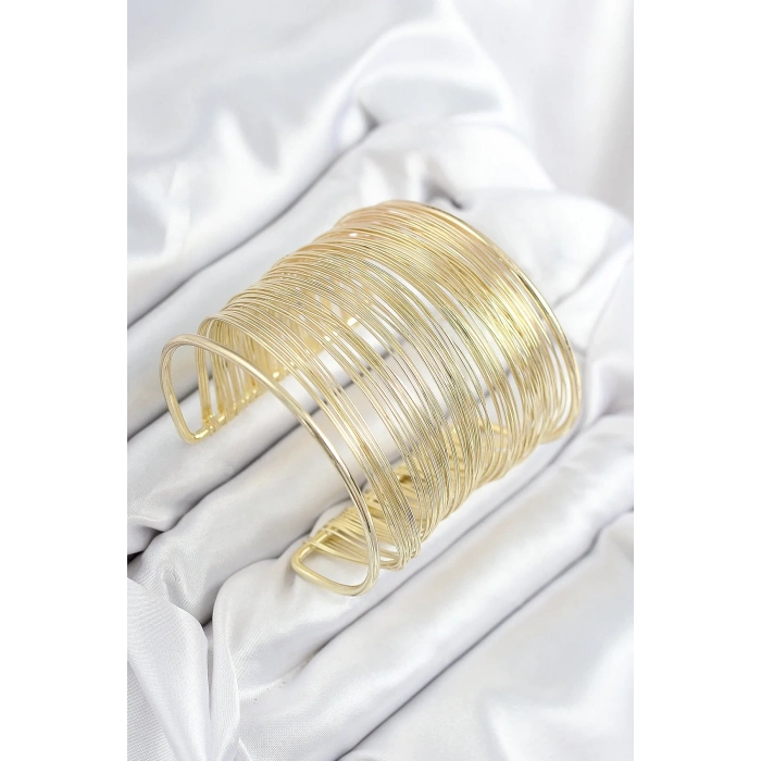 USLUCAN ALIŞVERİŞ Pirinç Tel Sarma Model Gold Renk Kadın Bileklilk
