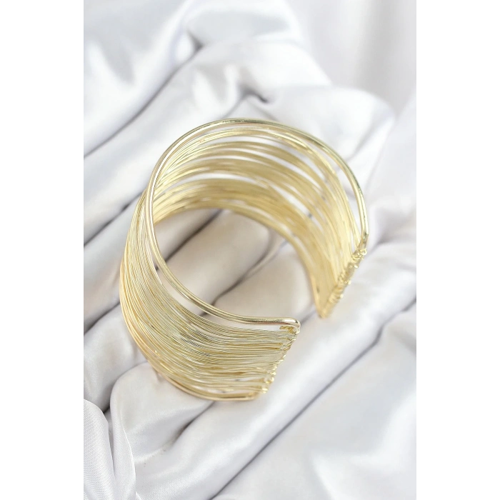 USLUCAN ALIŞVERİŞ Pirinç Tel Sarma Model Gold Renk Kadın Bileklilk