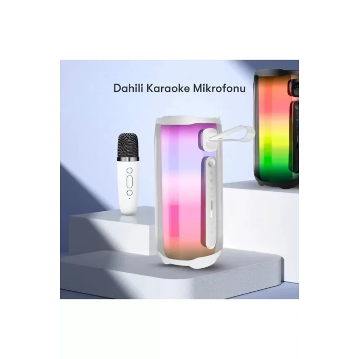 USLUCAN ALIŞVERİŞ Pluse 5 Mikrofonlu RGB Kablosuz Hoparlör - Siyah