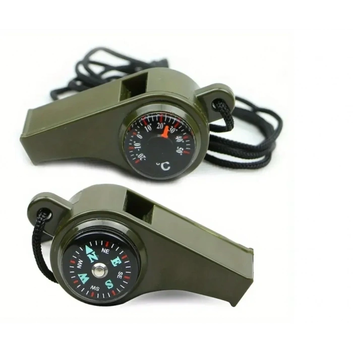 USLUCAN ALIŞVERİŞ Pusulalı Termometreli Acil Durum Düdüğü ( 3 in 1)