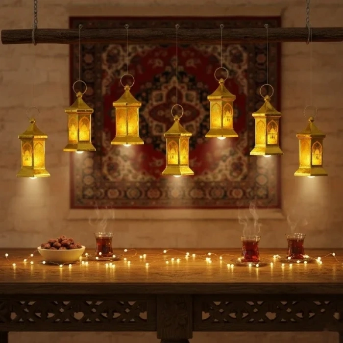 USLUCAN ALIŞVERİŞ Ramazan Temalı Altıgen Kubbe LED Lamba