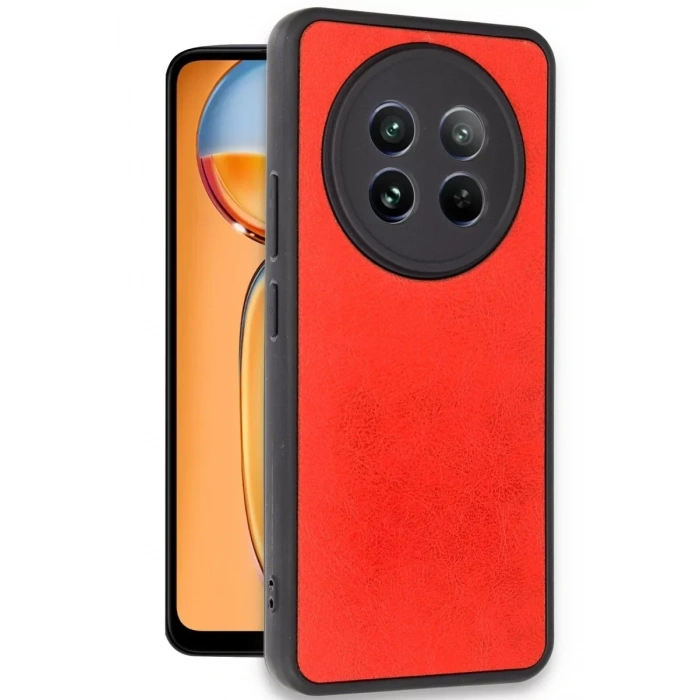 USLUCAN ALIŞVERİŞ Realme 12 5G Kılıf Aras Deri Kapak - Kırmızı