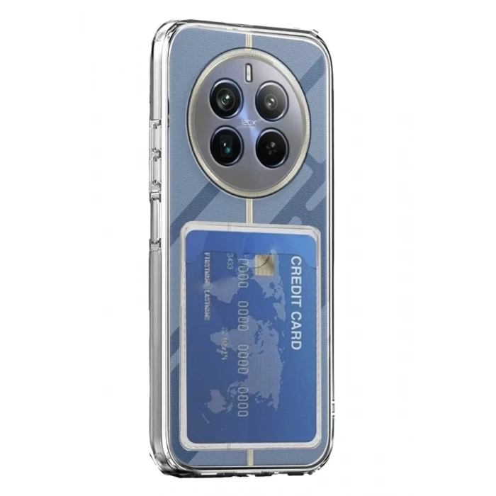 USLUCAN ALIŞVERİŞ Realme 12 Pro Kılıf Kart Şeffaf Silikon - Şeffaf