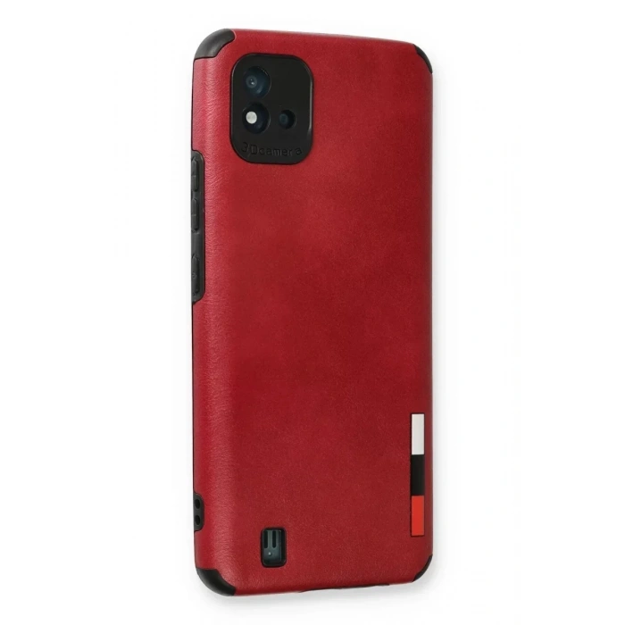USLUCAN ALIŞVERİŞ Realme C11 2021 Kılıf Loop Deri Silikon - Kırmızı