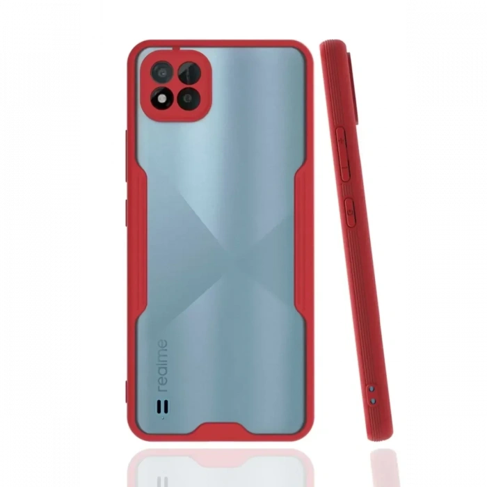 USLUCAN ALIŞVERİŞ Realme C11 2021 Kılıf Platin Silikon - Kırmızı