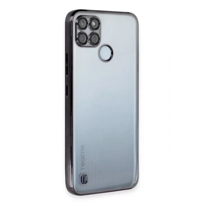 USLUCAN ALIŞVERİŞ Realme C25Y Kılıf Lensli Silikon - Siyah
