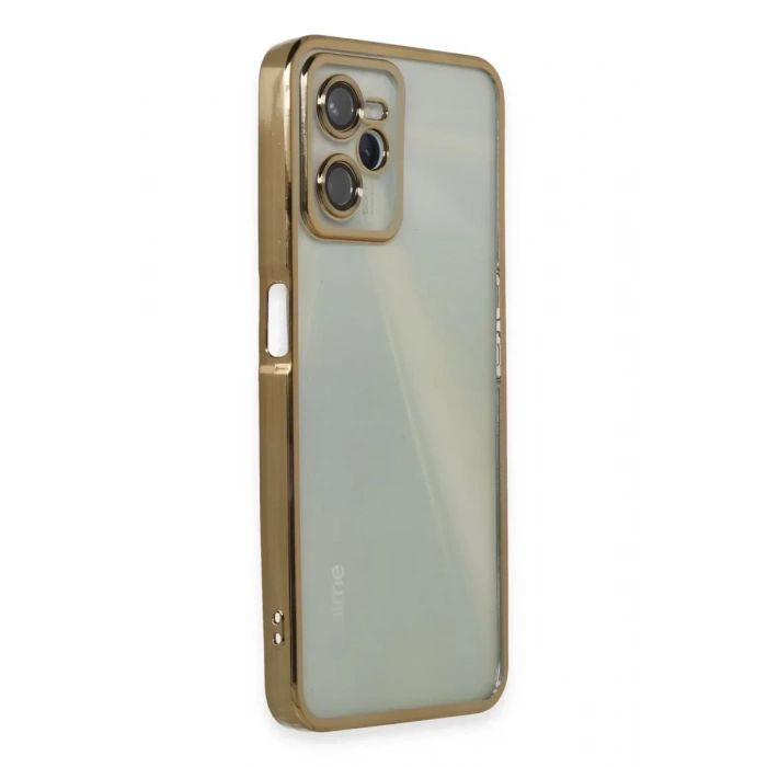 USLUCAN ALIŞVERİŞ Realme C35 Kılıf Lensli Silikon - Gold