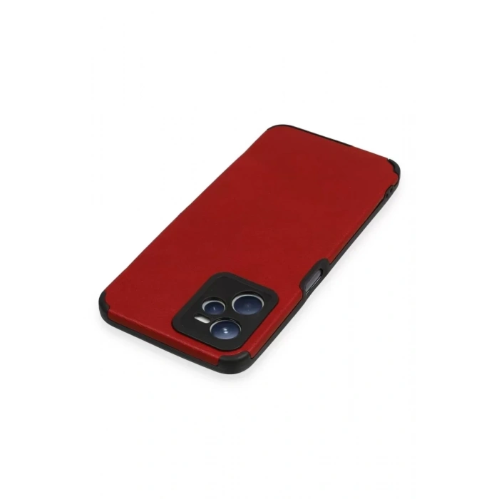 USLUCAN ALIŞVERİŞ Realme C35 Kılıf Loop Deri Silikon - Kırmızı