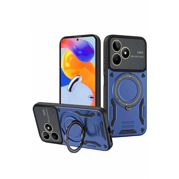 USLUCAN ALIŞVERİŞ Realme C53 Kılıf Joy Lens Standlı Kapak - Lacivert