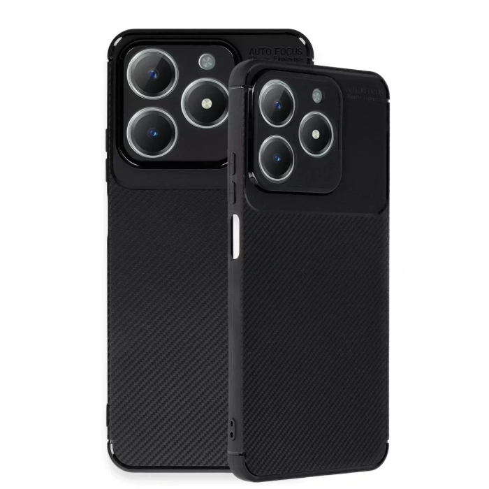 USLUCAN ALIŞVERİŞ Realme C61 Kılıf Auto Focus Karbon Kapak - Siyah