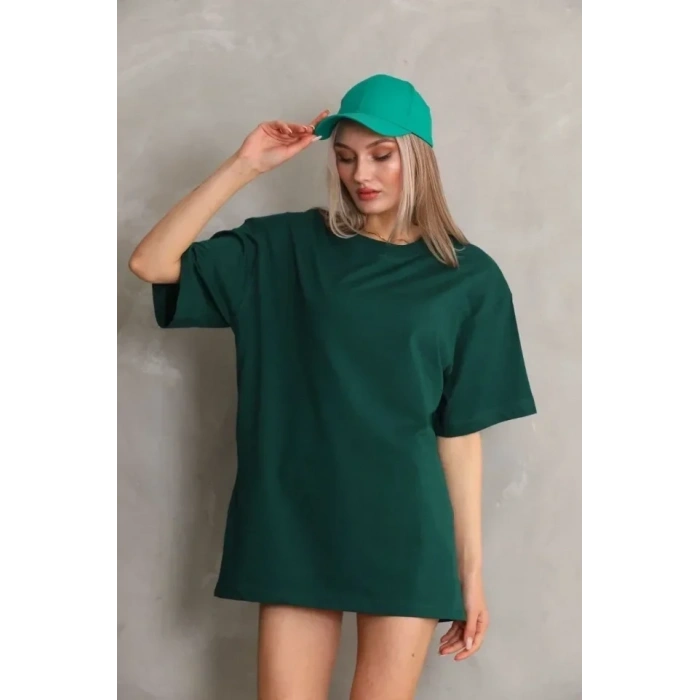 Regular Fit Tişört Bisiklet Yaka Yazlık Kısa Kol Basıc T-Shirt - Yeşil