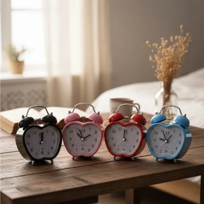 USLUCAN ALIŞVERİŞ Renkli Kalp Masa Çalar Saati