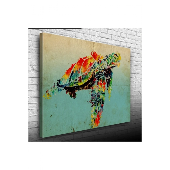USLUCAN ALIŞVERİŞ Renkli Kaplumbağa Canvas Tablo (50x70)