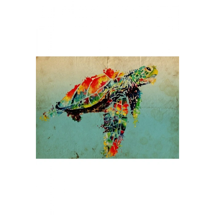 USLUCAN ALIŞVERİŞ Renkli Kaplumbağa Canvas Tablo (50x70)