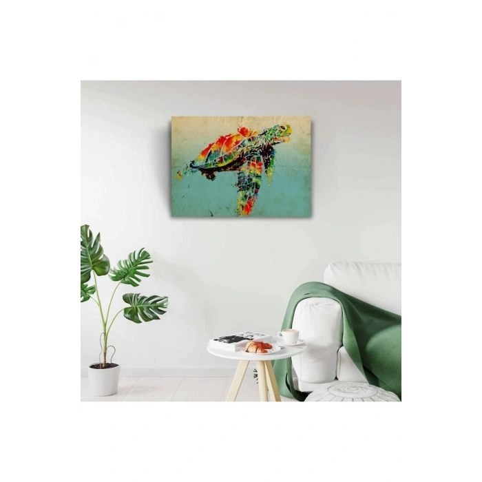 USLUCAN ALIŞVERİŞ Renkli Kaplumbağa Canvas Tablo (50x70)