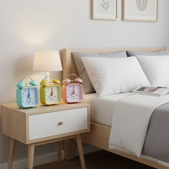 USLUCAN ALIŞVERİŞ Renkli Kare Masa Çalar Saati