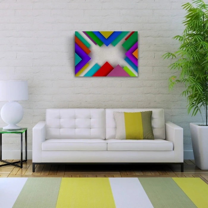 USLUCAN ALIŞVERİŞ Renkli Üçgenler Kanvas Tablo 50 x 70