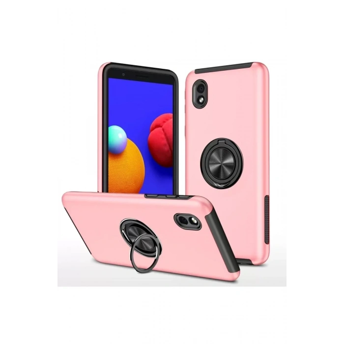 USLUCAN ALIŞVERİŞ Samsung Galaxy A01 Core Kılıf Elit Yüzüklü Kapak - Pembe