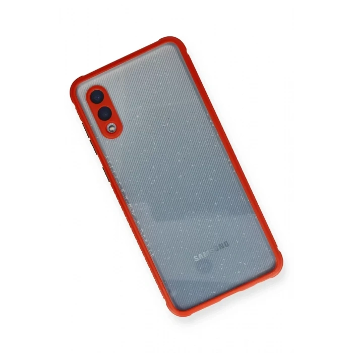 USLUCAN ALIŞVERİŞ Samsung Galaxy A02 Kılıf Miami Şeffaf Silikon - Kırmızı