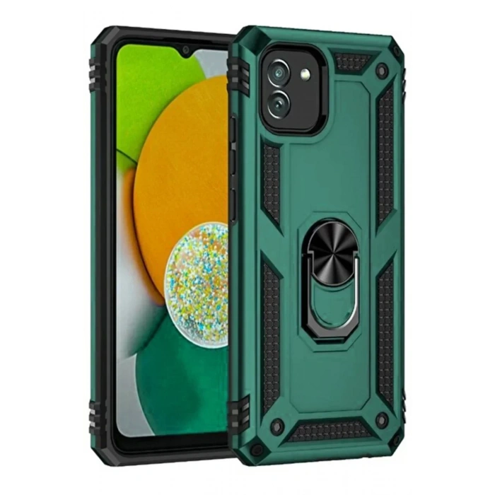 USLUCAN ALIŞVERİŞ Samsung Galaxy A03 Kılıf Sofya Yüzüklü Silikon Kapak - Yeşil