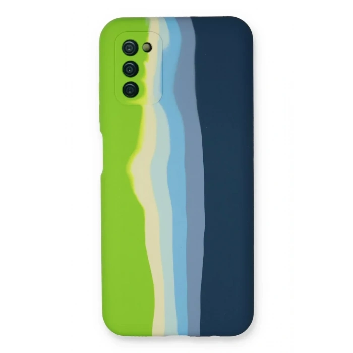 USLUCAN ALIŞVERİŞ Samsung Galaxy A03S Kılıf Ebruli Lansman Silikon - Yeşil-Koyu Yeşil