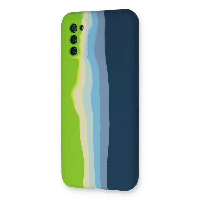 USLUCAN ALIŞVERİŞ Samsung Galaxy A03S Kılıf Ebruli Lansman Silikon - Yeşil-Koyu Yeşil