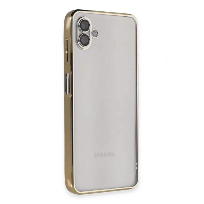 USLUCAN ALIŞVERİŞ Samsung Galaxy A04 Kılıf Lensli Silikon - Gold
