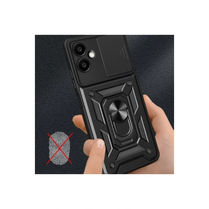 USLUCAN ALIŞVERİŞ Samsung Galaxy A06 Kılıf Pars Lens Yüzüklü Silikon - Siyah
