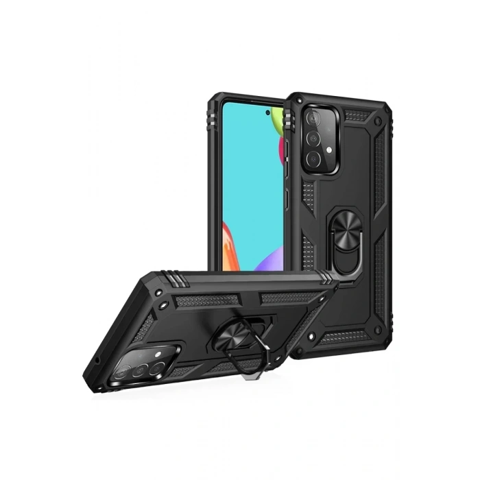 USLUCAN ALIŞVERİŞ Samsung Galaxy A33 5G Kılıf Sofya Yüzüklü Silikon Kapak - Siyah