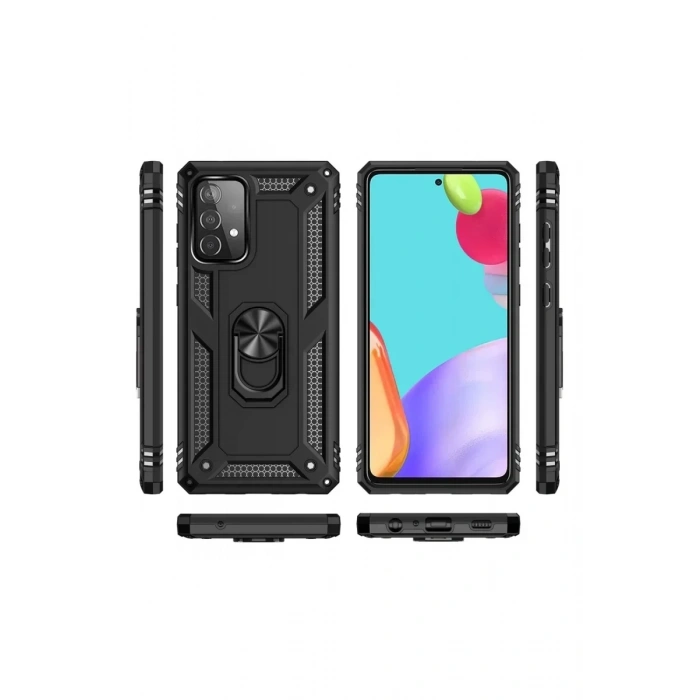 USLUCAN ALIŞVERİŞ Samsung Galaxy A33 5G Kılıf Sofya Yüzüklü Silikon Kapak - Siyah