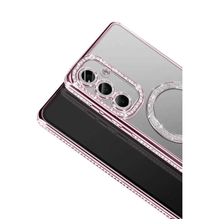 USLUCAN ALIŞVERİŞ Samsung Galaxy A37 5G Joke Simli Magneticsafe Kılıf - Pembe