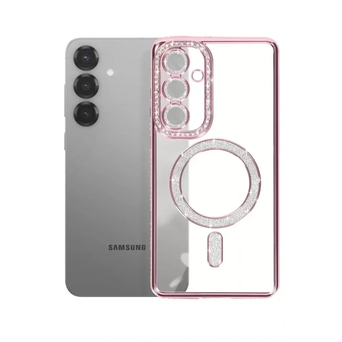 USLUCAN ALIŞVERİŞ Samsung Galaxy A37 5G Joke Simli Magneticsafe Kılıf - Pembe