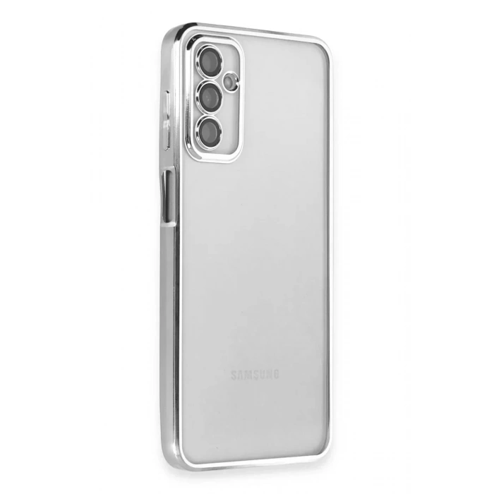 USLUCAN ALIŞVERİŞ Samsung Galaxy M23 Kılıf Lensli Silikon - Gümüş