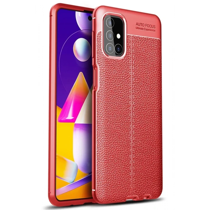 USLUCAN ALIŞVERİŞ Samsung Galaxy M31S Kılıf Auto Focus Kapak - Kırmızı