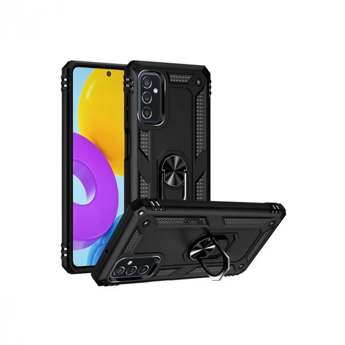 USLUCAN ALIŞVERİŞ Samsung Galaxy M52 5G Kılıf Sofya Yüzüklü Silikon Kapak - Siyah