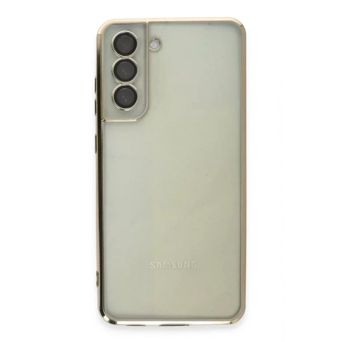 USLUCAN ALIŞVERİŞ Samsung Galaxy S21 FE Kılıf Lensli Silikon - Gold
